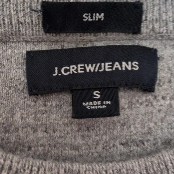 J Crew Mens Gray/White Marled Crew Neck Sweater Size S Cotton GUC - Picture 2 of 5